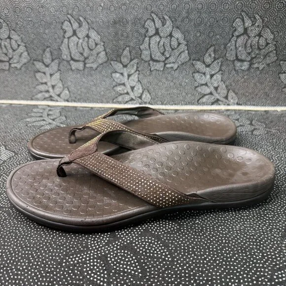 Vionic Womens Brown Orthotic Flip Flops Size 9 - Picture 2 of 10